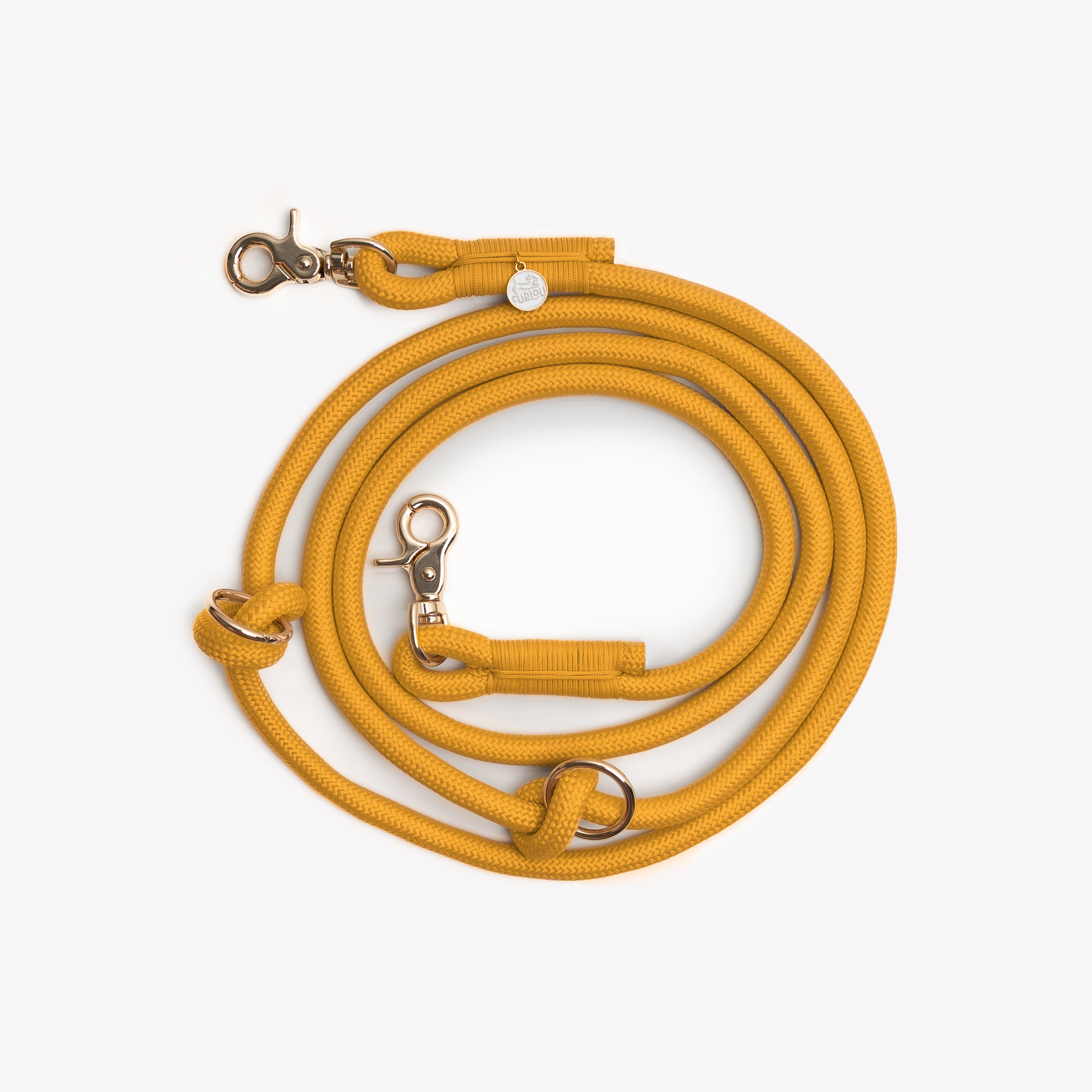 Yellow Hands-Free Braided Dog Leash