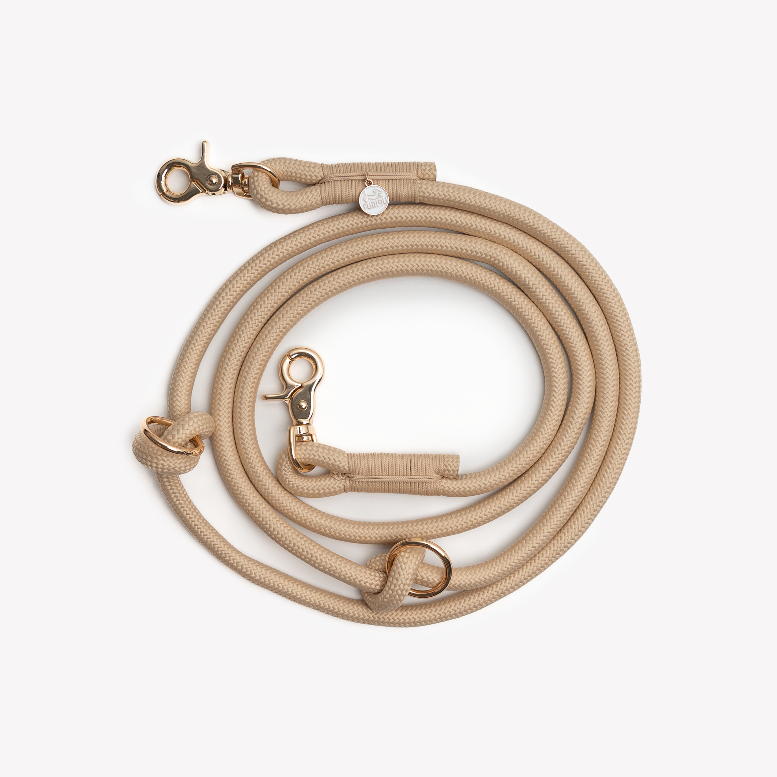 Tan Hands-Free Braided Dog Leash