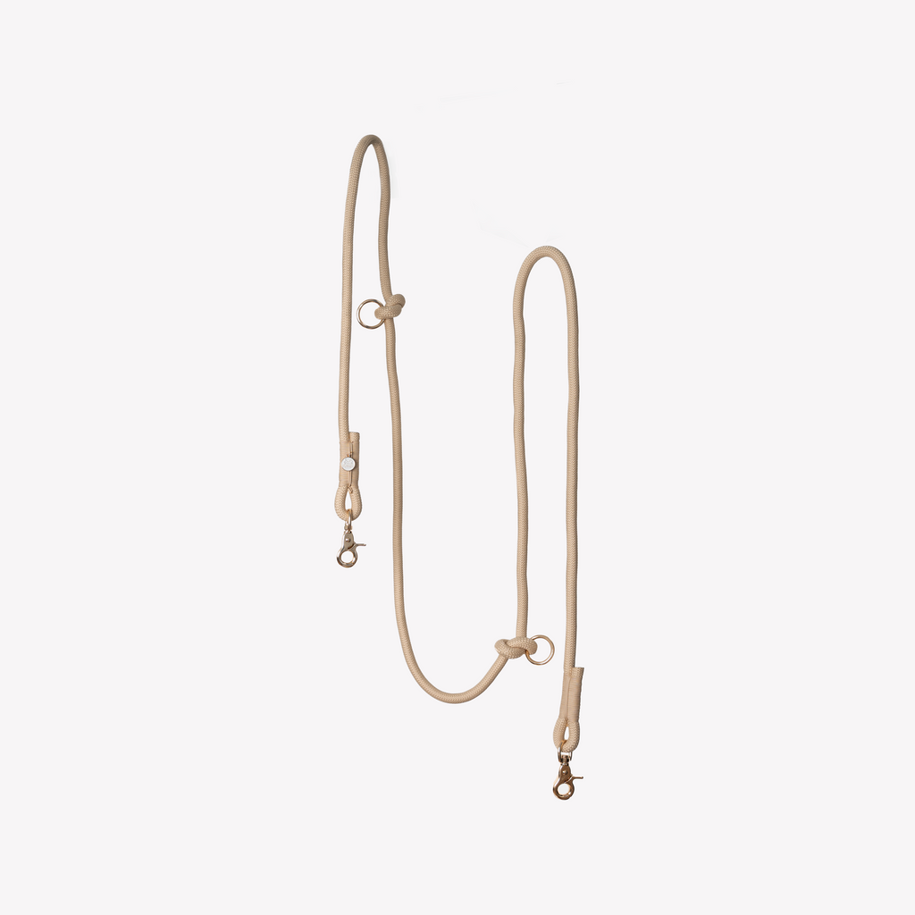 Tan Hands-Free Braided Dog Leash